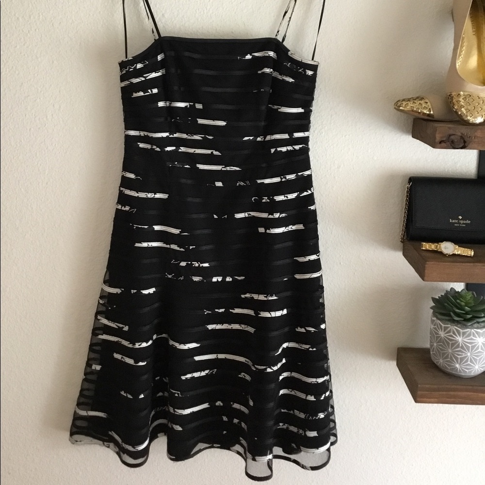 JS Collections black & white spaghetti strap dress